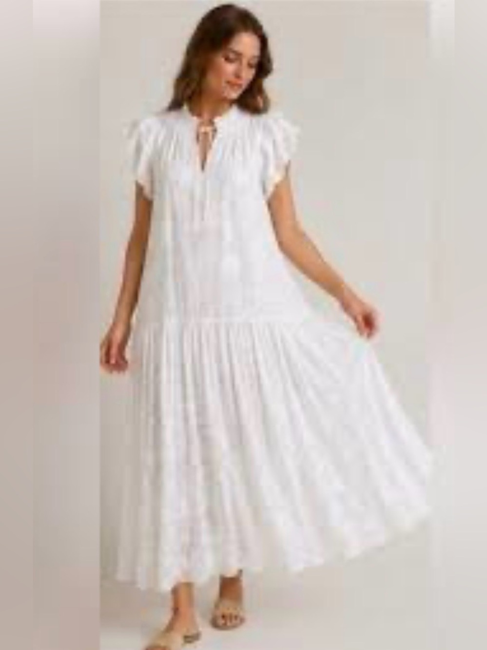 Current Air NWT White on White Floral Drop Waist Maxi Dress Size Medium.  NWT.